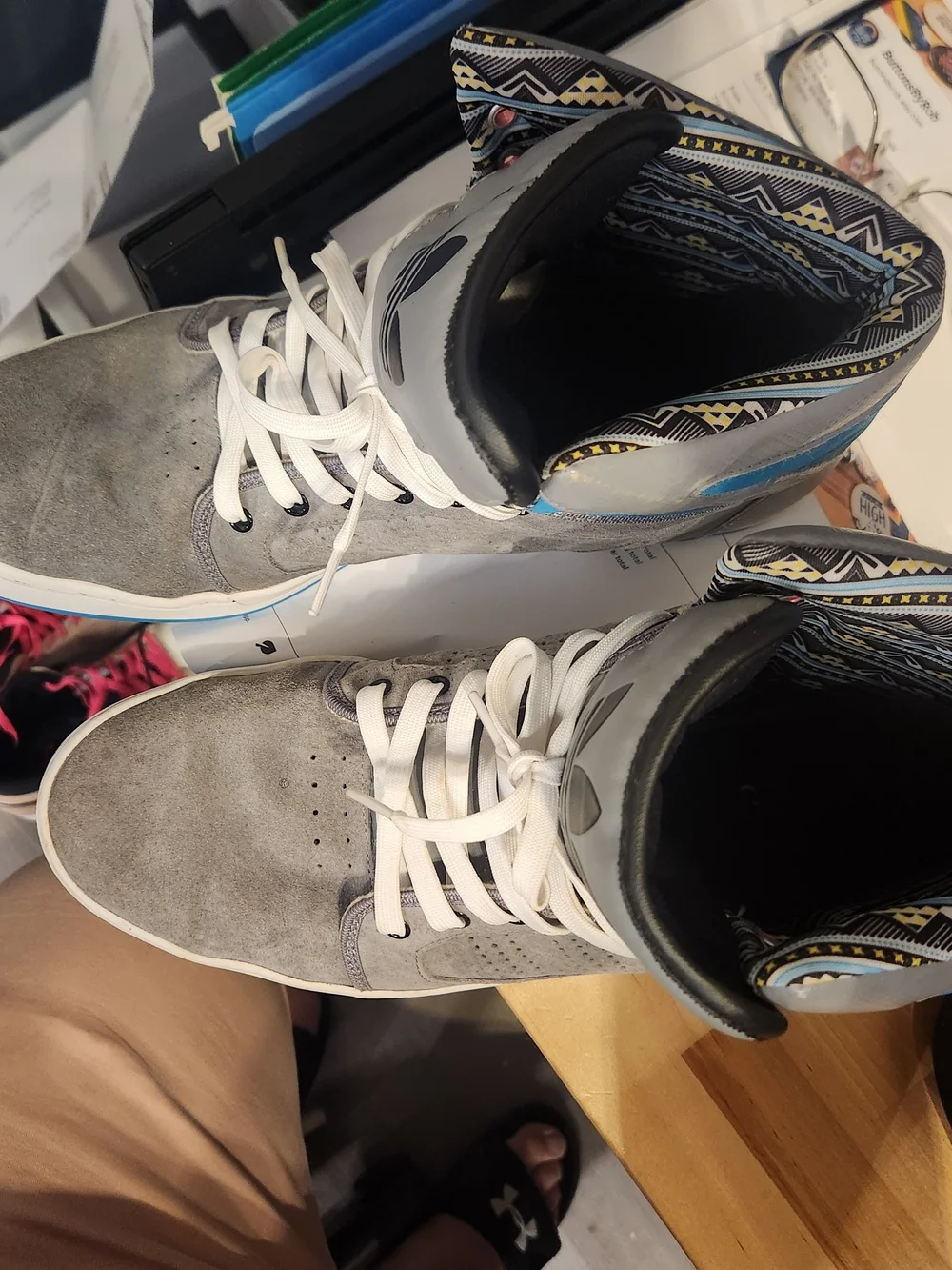 Adidas High-Top Sneakers in Grey with White Laces - Picture 3 of 6